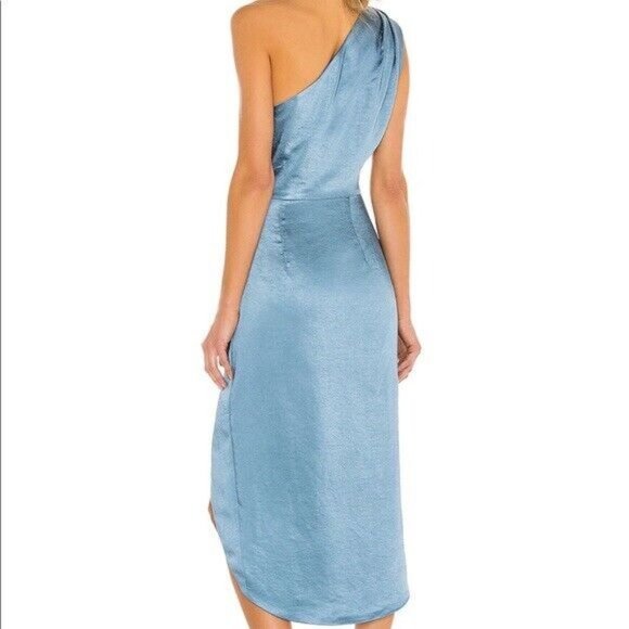 ELLIATT Cassini Dress Blue Satin One Shoulder  Party Formal S NWT $187 - Picture 4 of 6